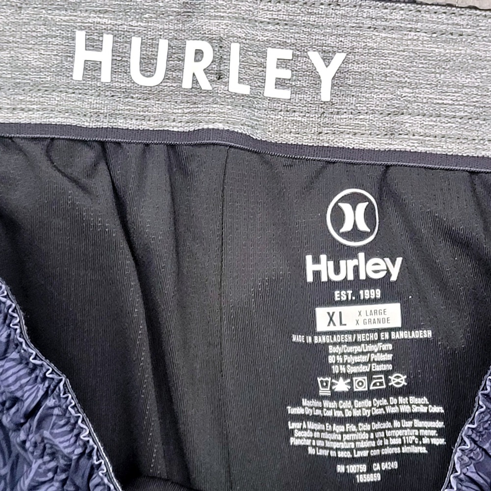Hurley Mens XL Blue Floral Board Shorts Swim Trunks Drawstring Elastic Waist - Picture 3 of 8